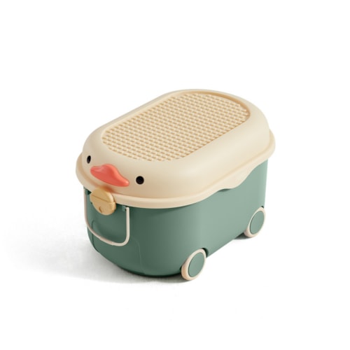 Plastic toy outlet box with wheels